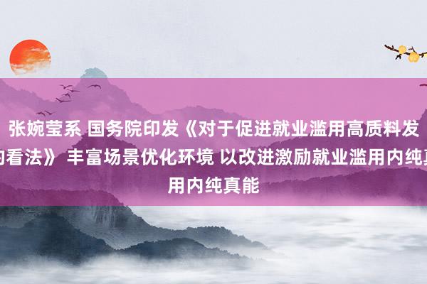 张婉莹系 国务院印发《对于促进就业滥用高质料发展的看法》 丰富场景优化环境 以改进激励就业滥用内纯真能