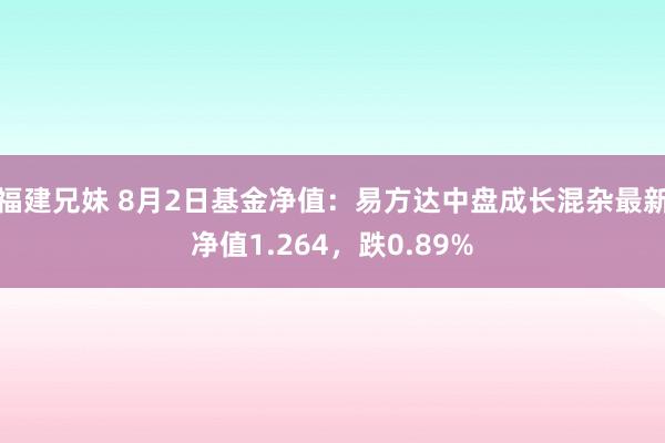 福建兄妹 8月2日基金净值：易方达中盘成长混杂最新净值1.264，跌0.89%